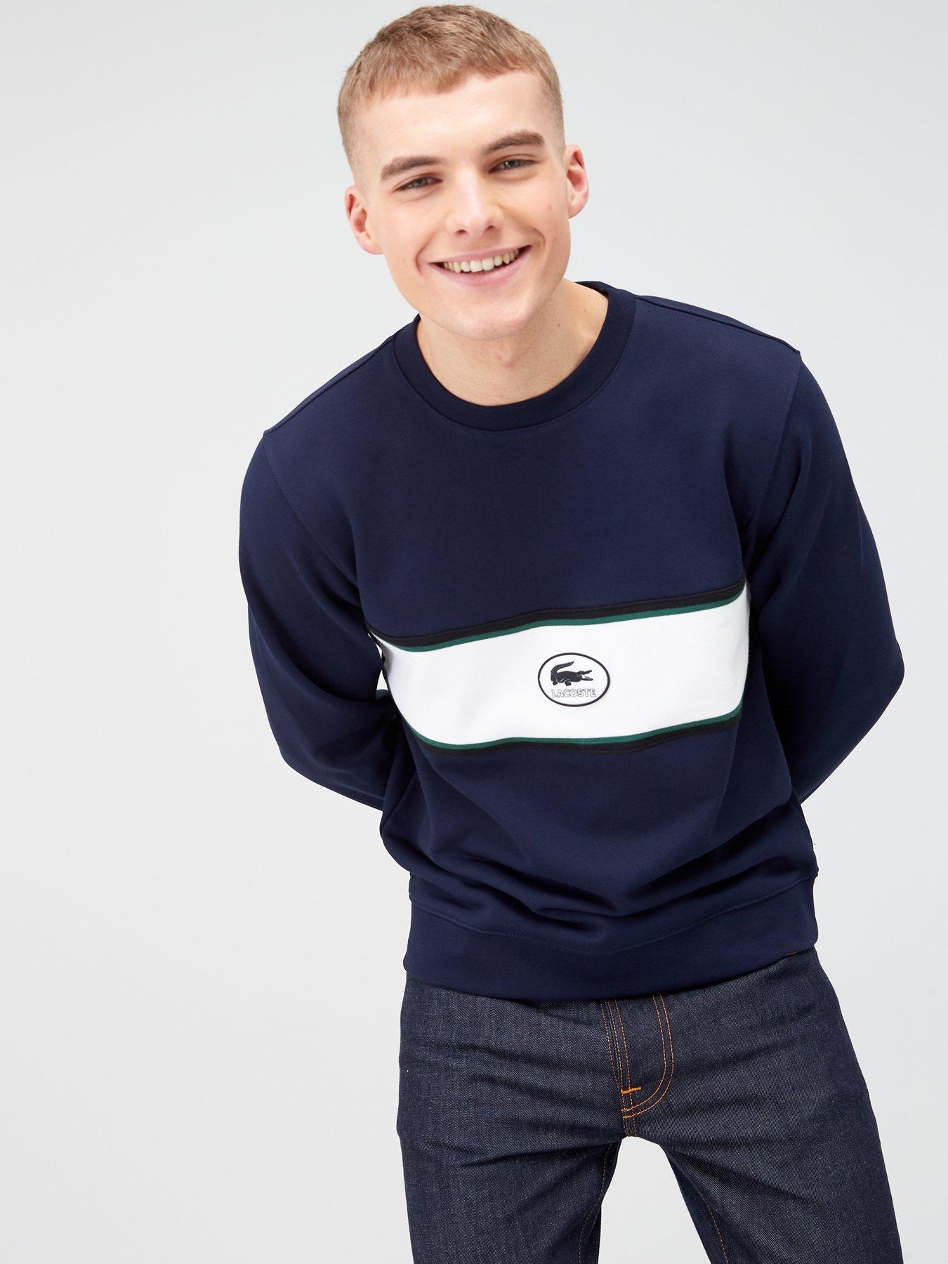 lacoste central panel crew sweatshirt