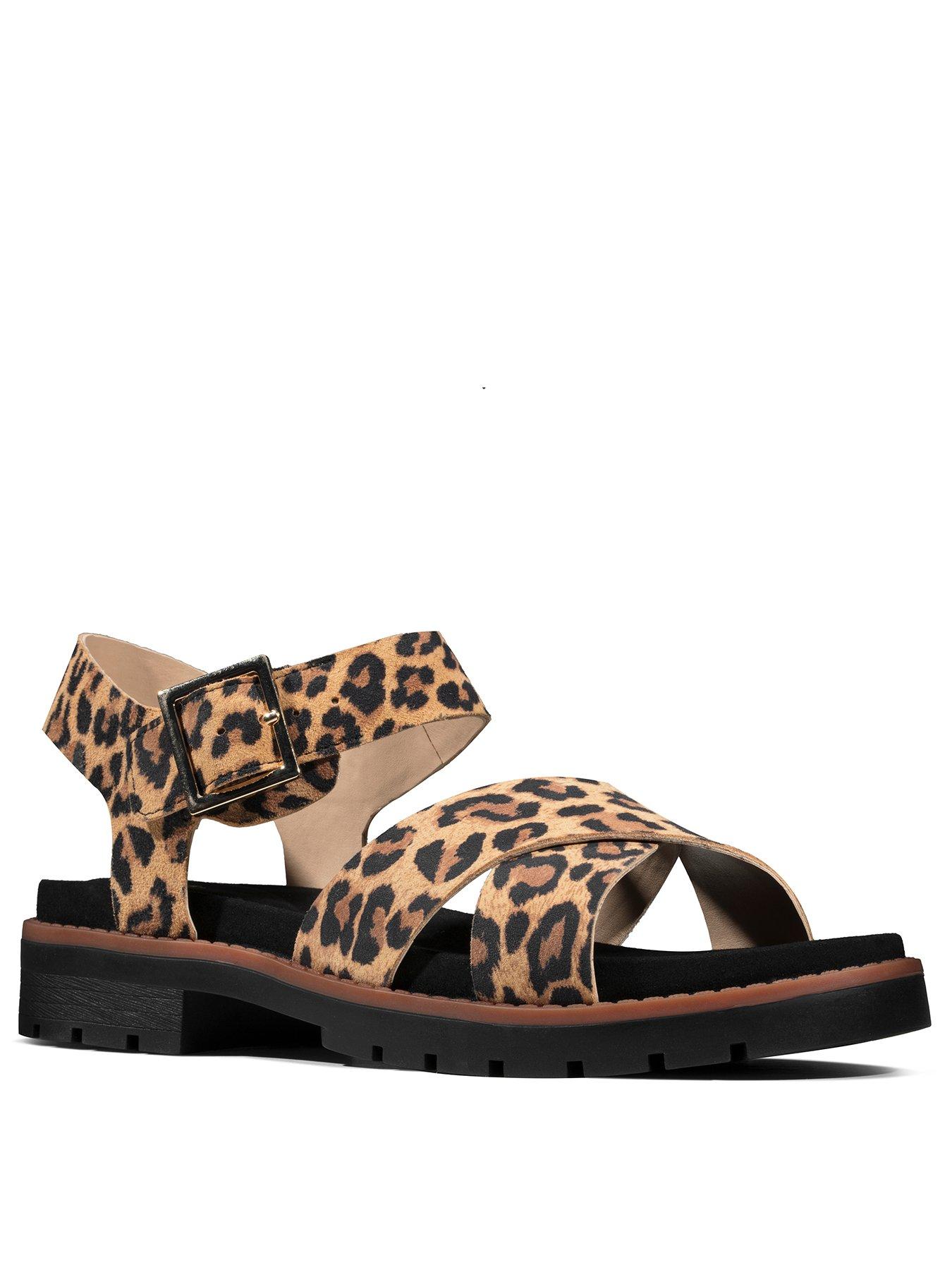 clarks animal print sandals