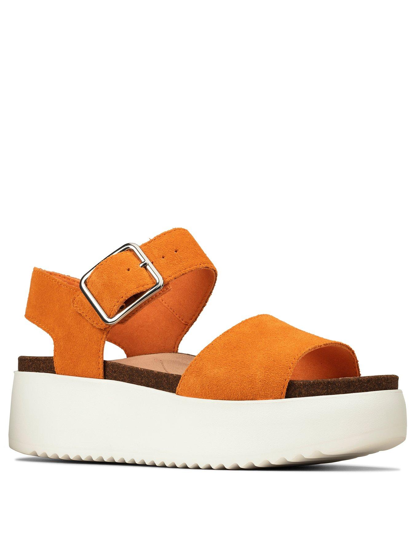 clarks flip flops womens orange