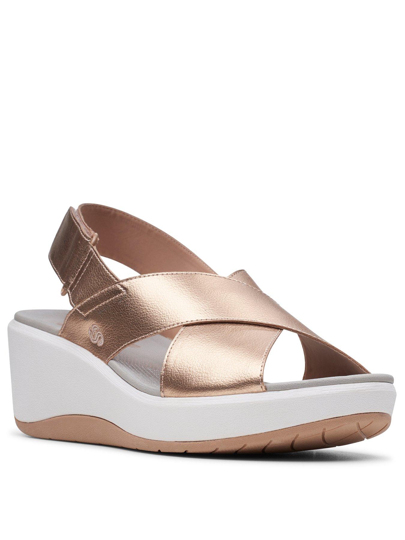 clarks gold wedges