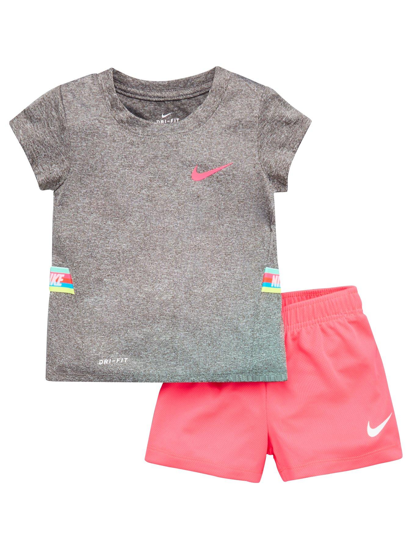 pink nike short set