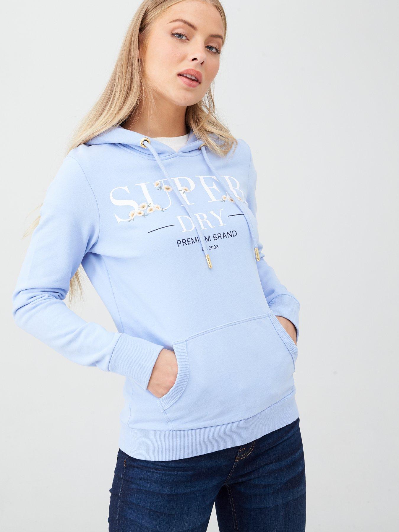 superdry blue hoodie womens