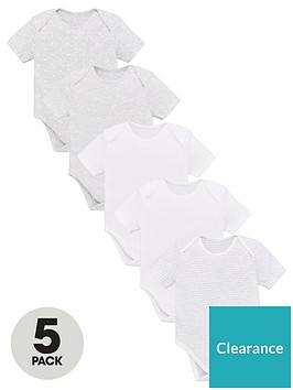 v-by-very-baby-unisex-5-pack-short-sleeve-essential-grey-mix-bodysuits-grey