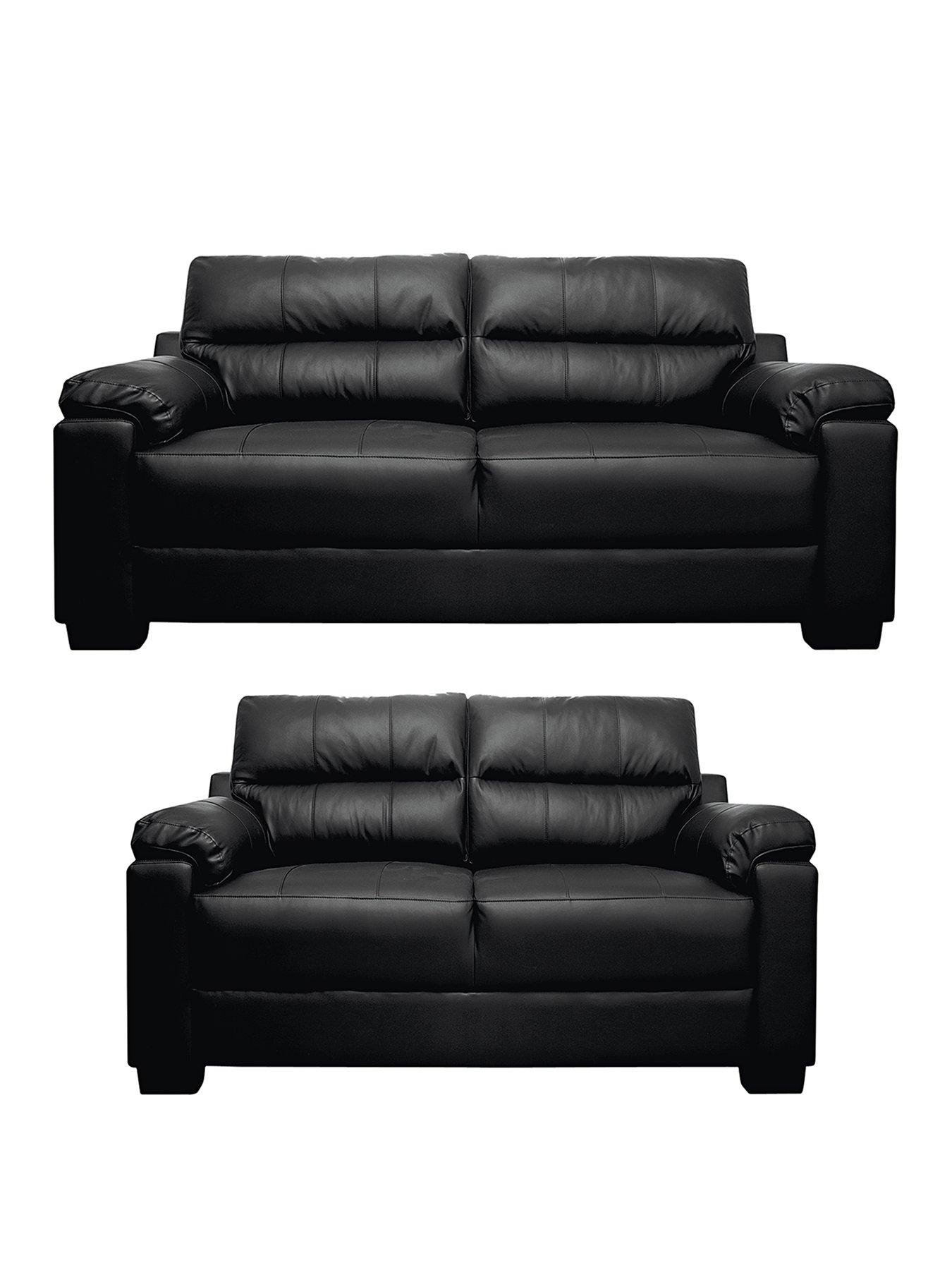 Black Faux Leather 3 Seater Sofa Bed Baci Living Room