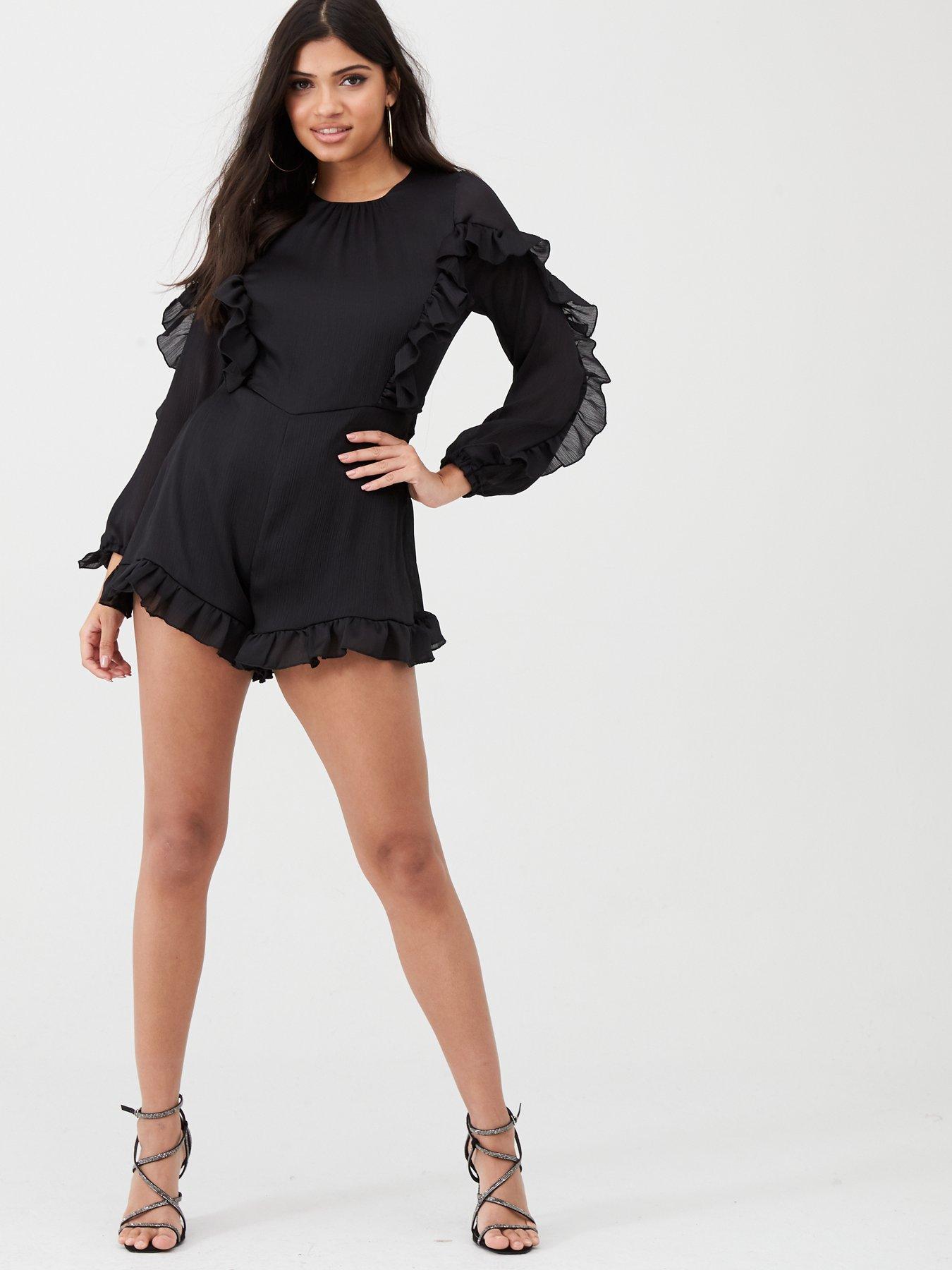 river island black playsuit