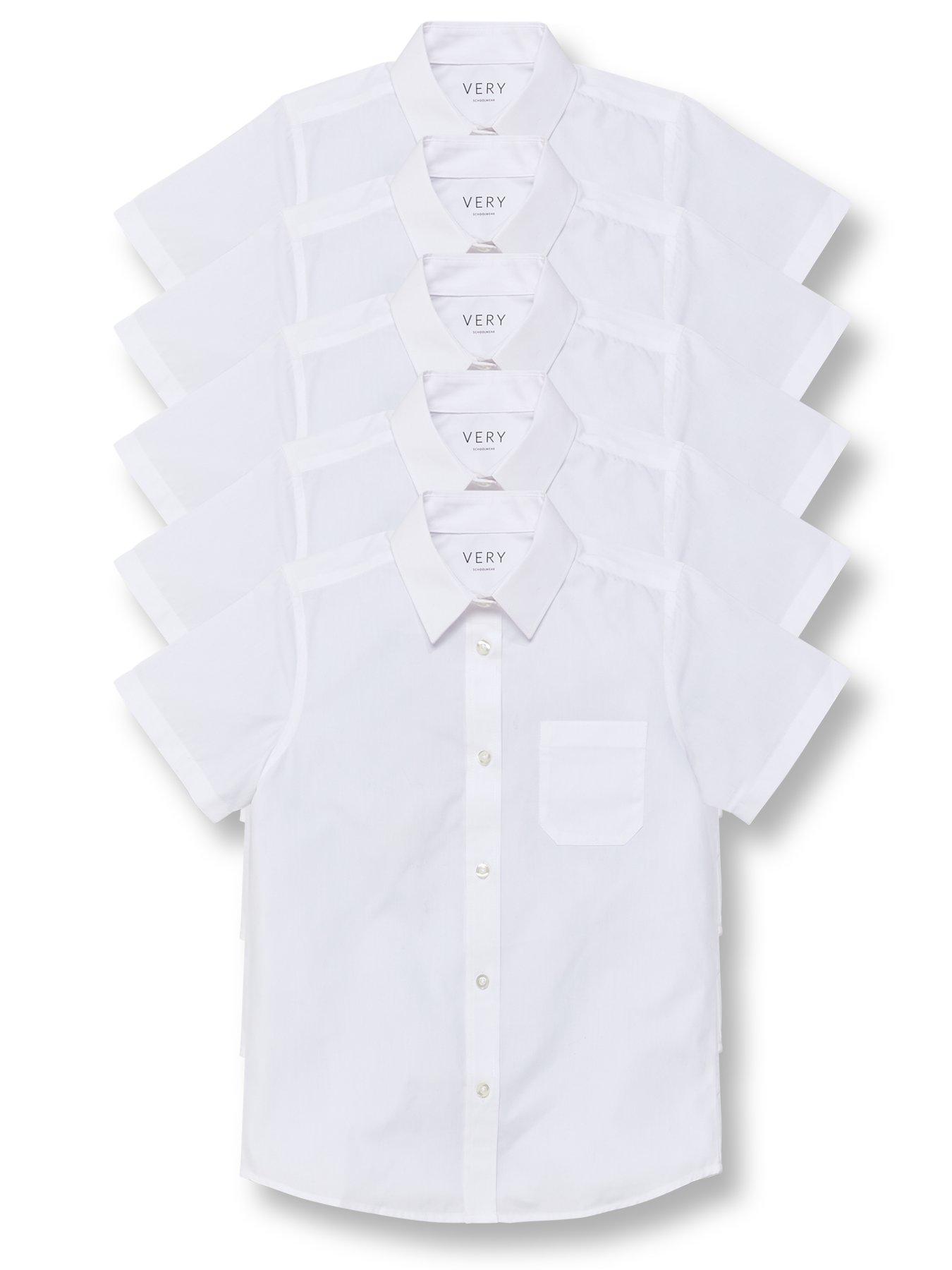 Boys Kids Long Sleeve School Shirt button up uniform White 2 pack 5 to 13 Years