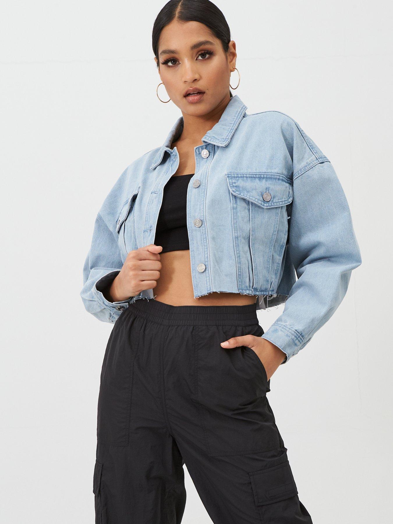 oversized cropped denim jacket