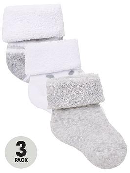v-by-very-baby-unisex-3-pack-little-spot-stripe-and-plain-terry-socks-grey