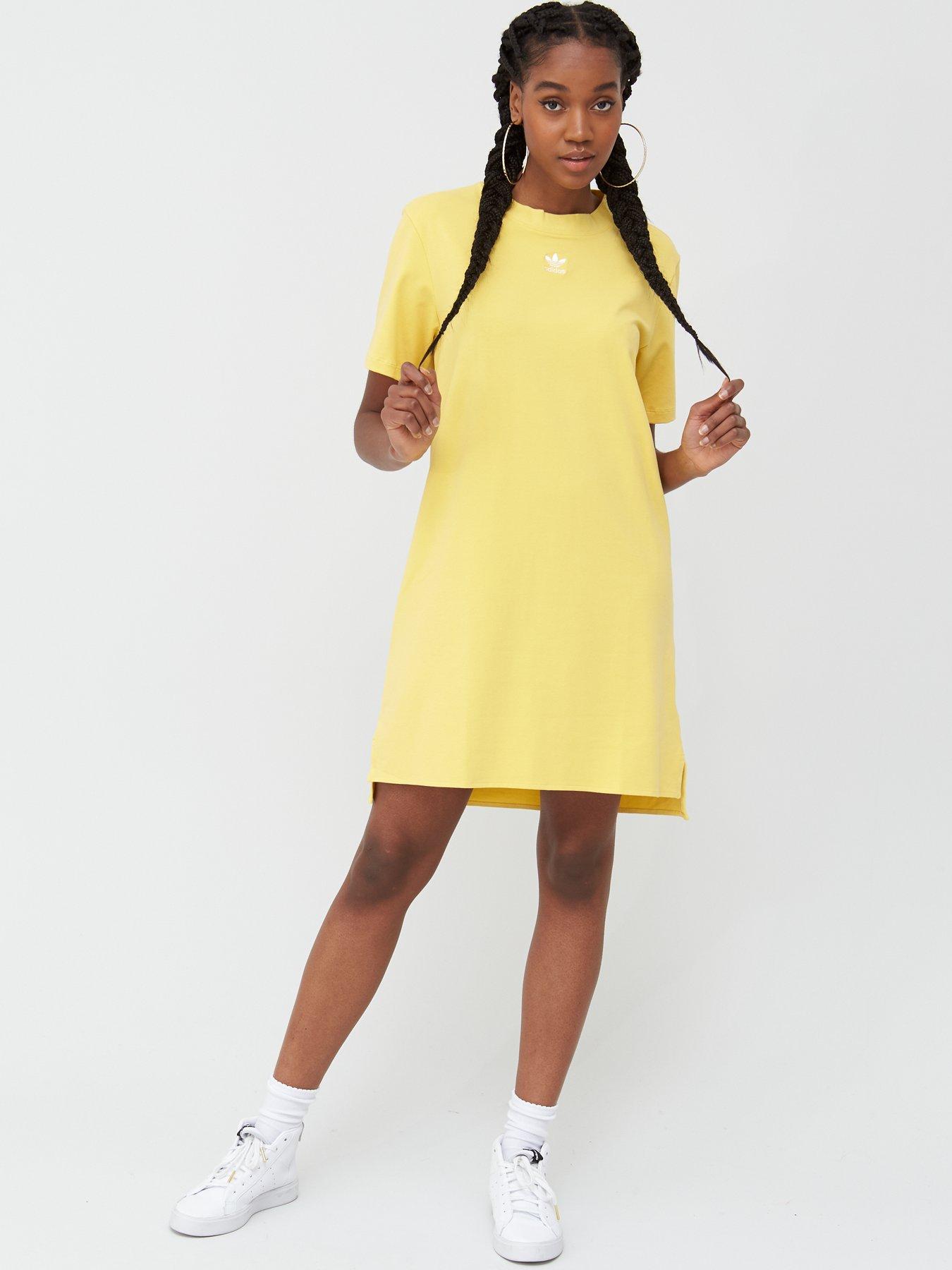 yellow satin shirt dress