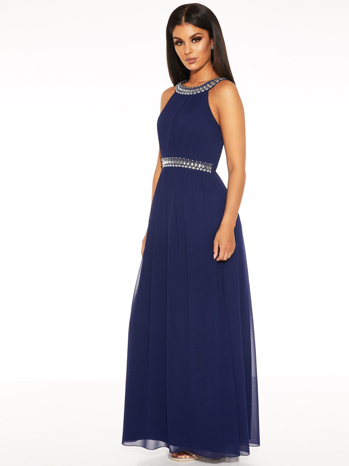 quiz navy chiffon high neck maxi dress