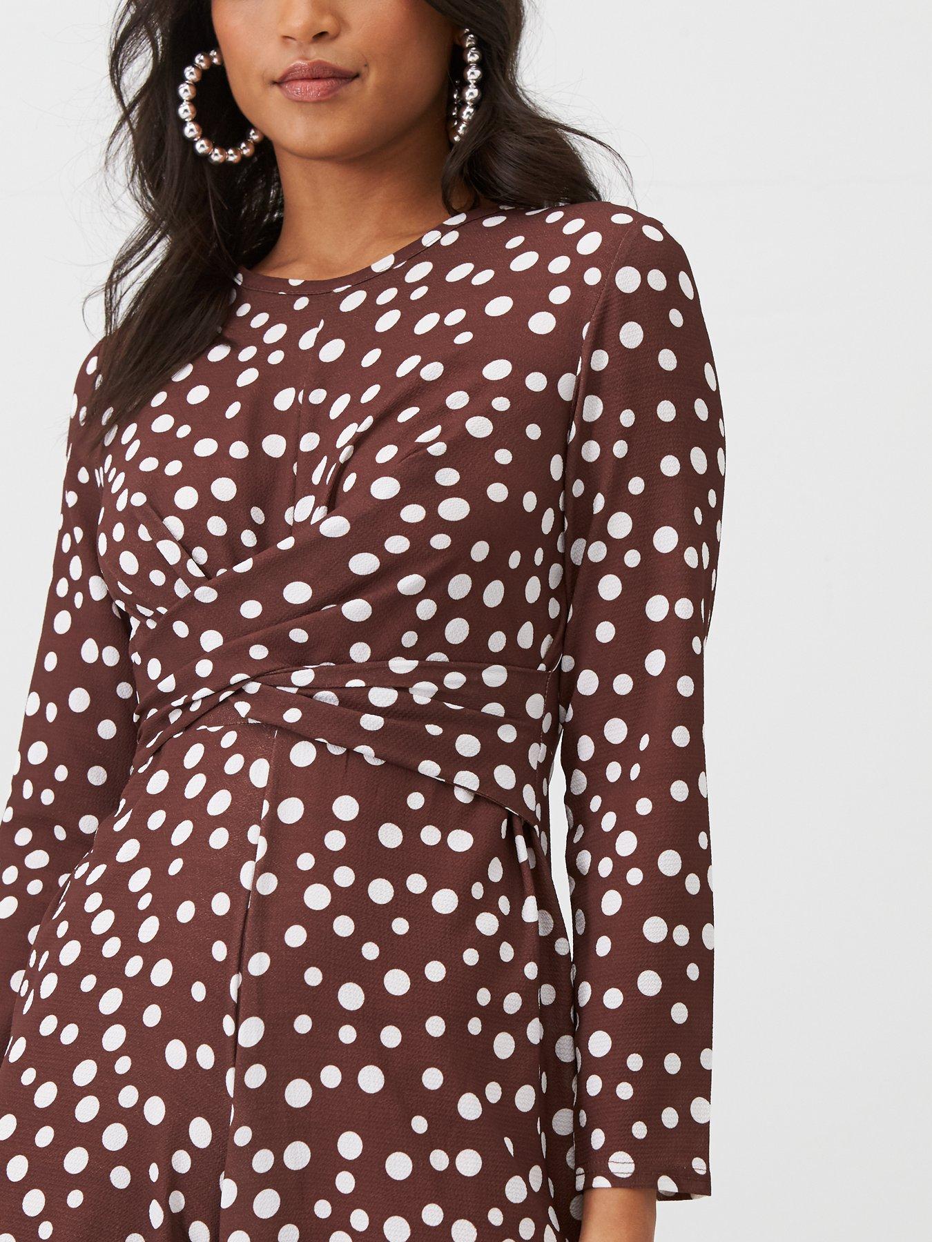 twist front polka dot jumpsuit