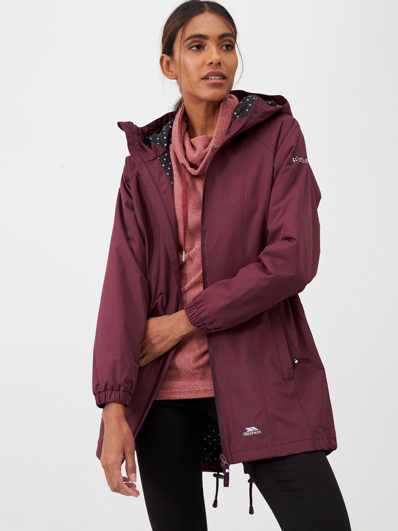 burgundy rain jacket women's