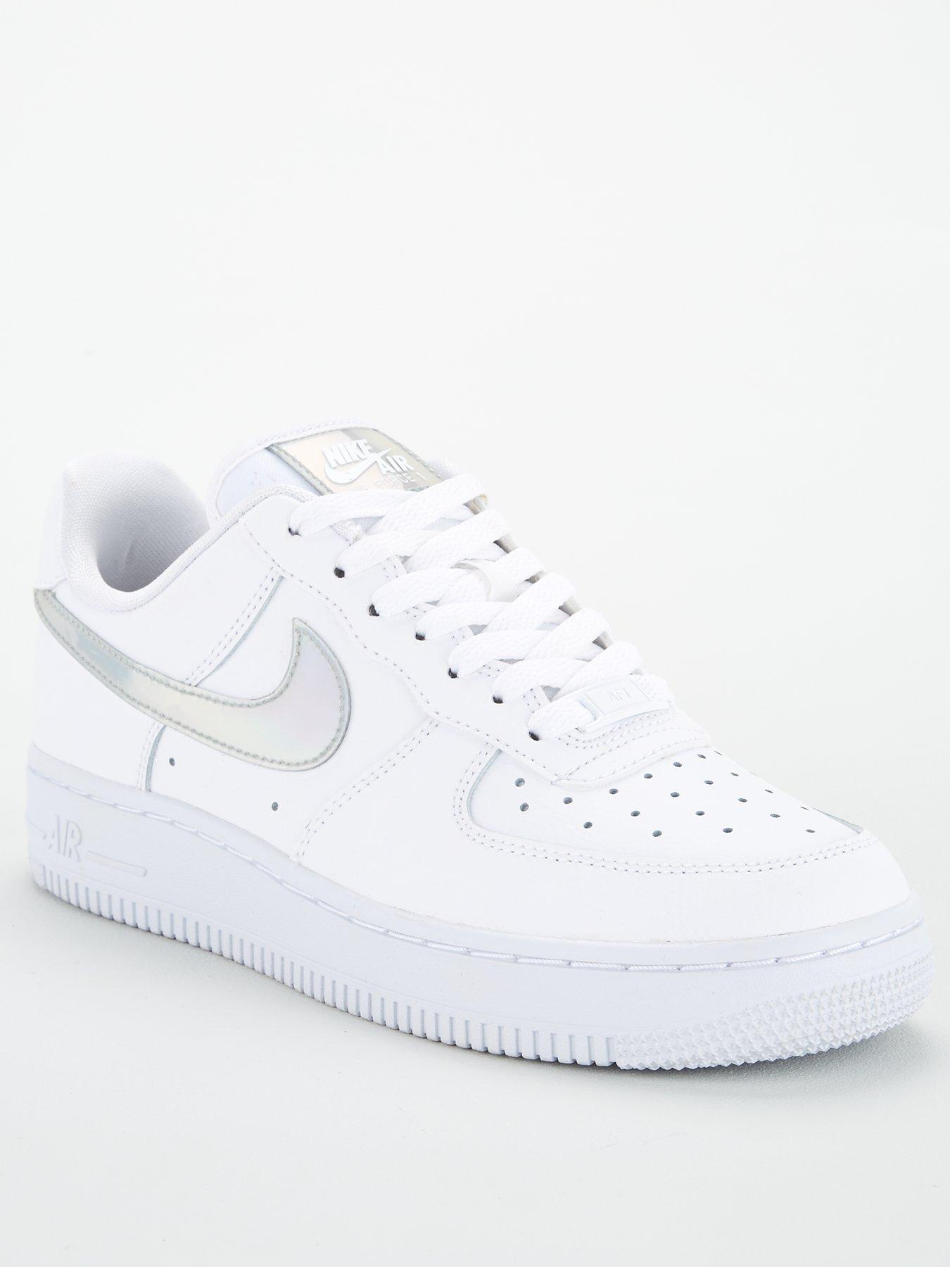 nike white & silver air force 1 07 trainers