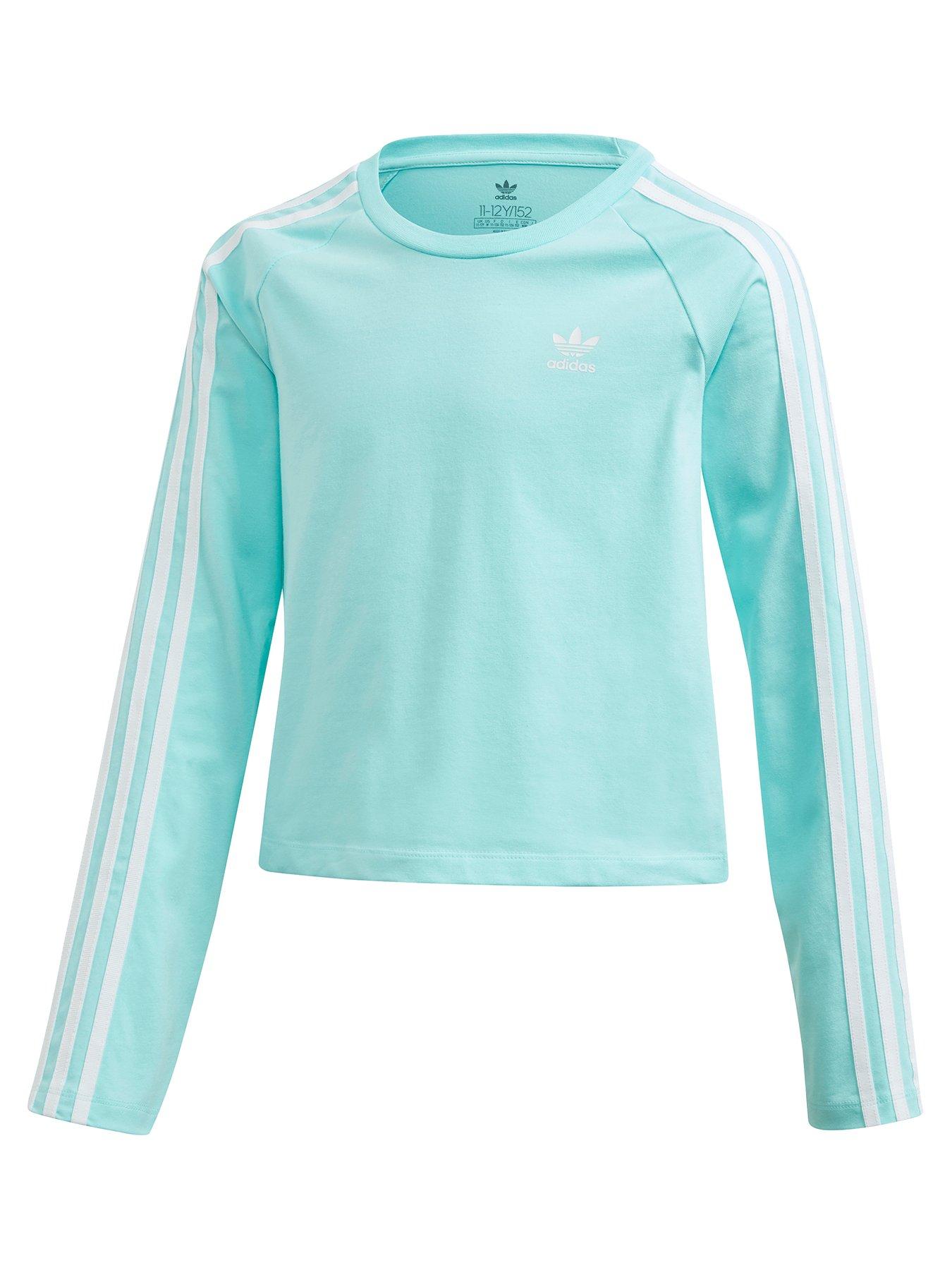 adidas 3 stripes tee light blue