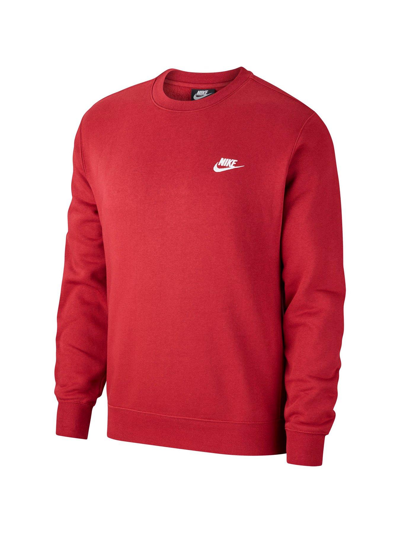 nike club crew neck sweat in red