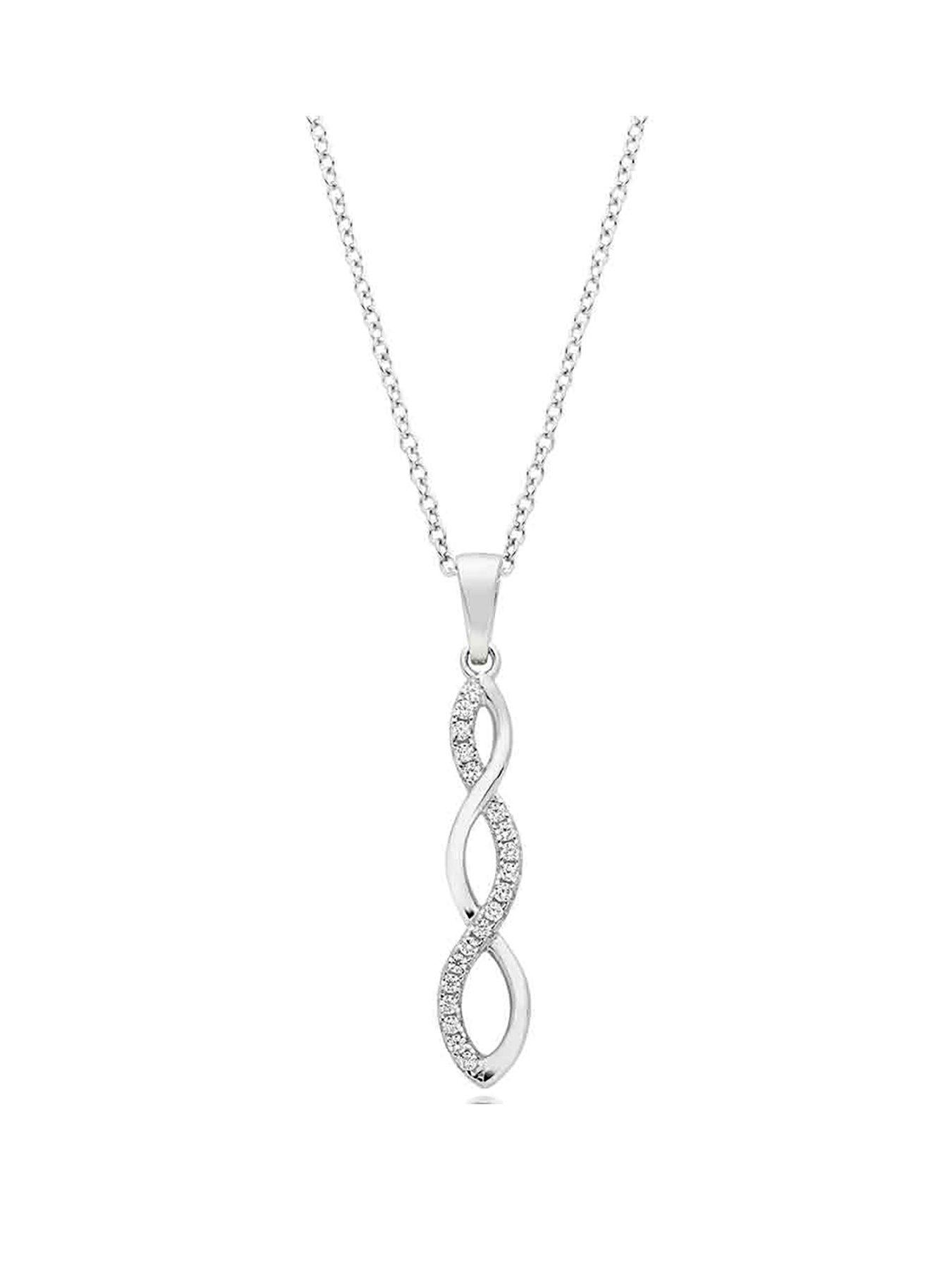 Blacked Lined Stainless Steel Dog Tag Pendant with CZ Accent