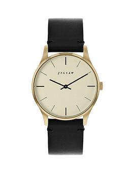 jigsaw-jigsaw-champagne-with-black-and-gold-detail-dial-black-leather-strap-ladies-watch