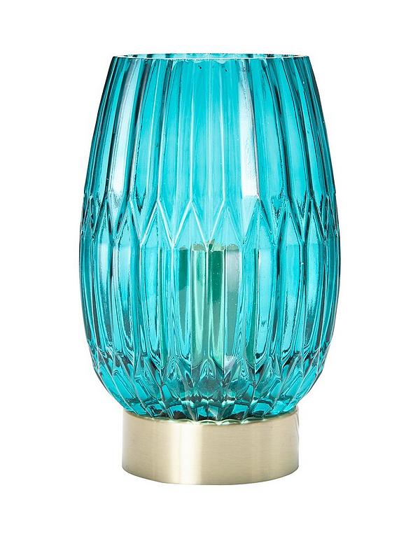 Daphne Ribbed Touch Table Lamp Teal, Teal Bedside Table Lamps