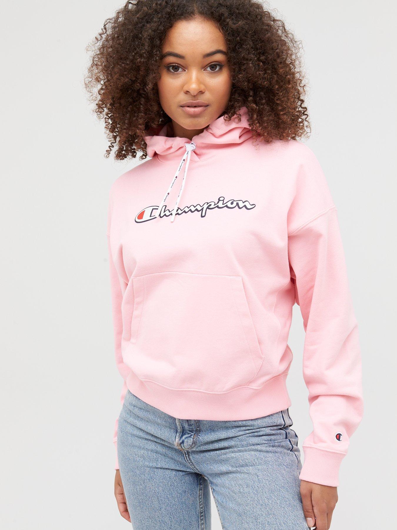 pink champion hooded sweatshirt