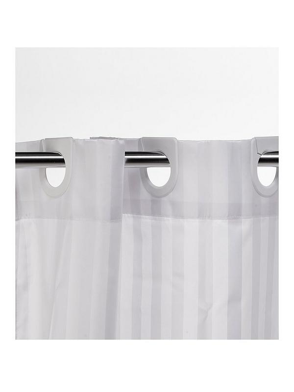 Croydex White Regency Stripe Hook N, How To Hang A Shower Curtain Without Hooks