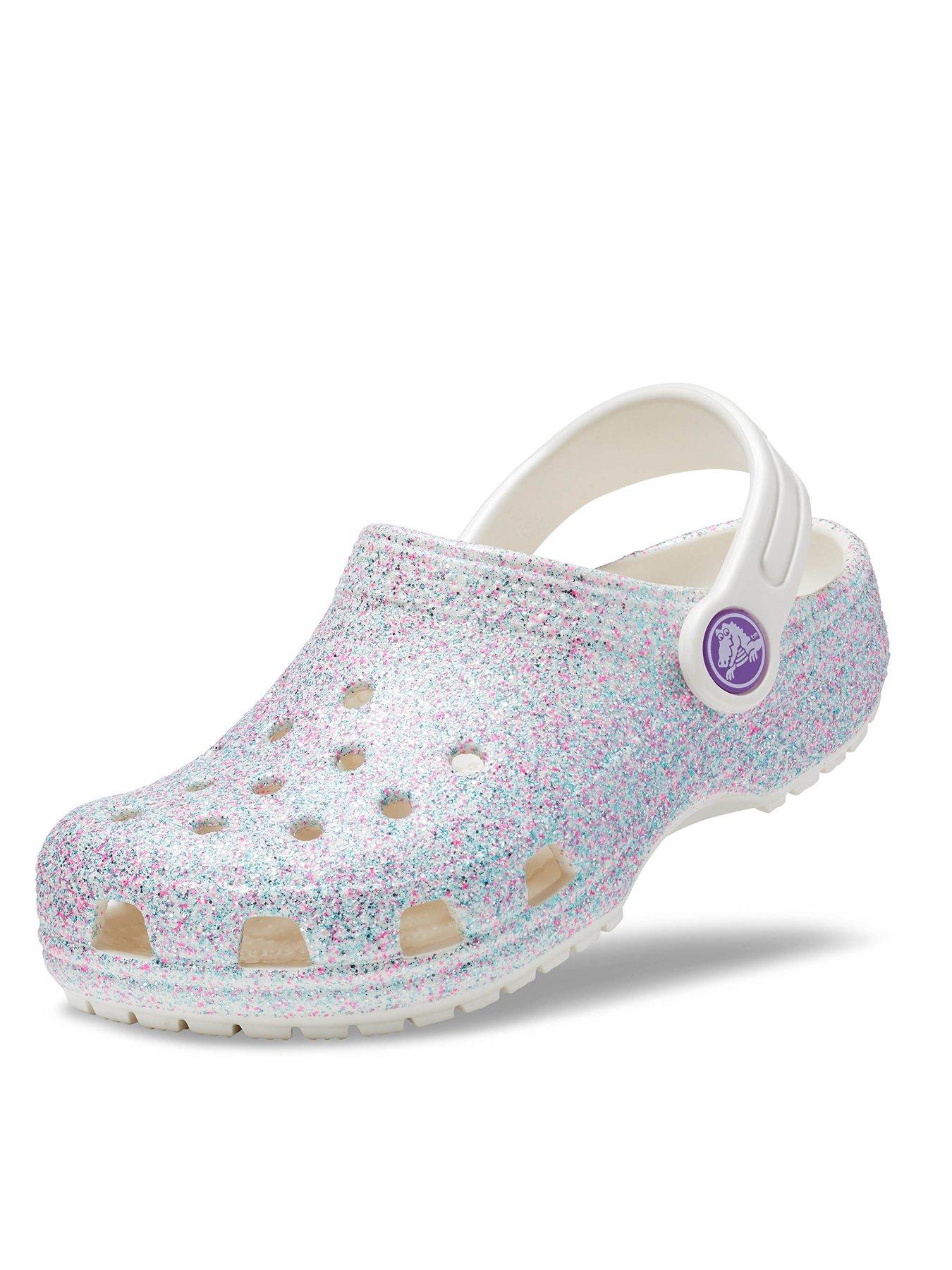 oyster glitter crocs