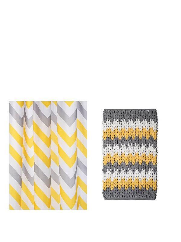 Croydex Chevron Shower Curtain And, Yellow And Grey Shower Curtain Sets