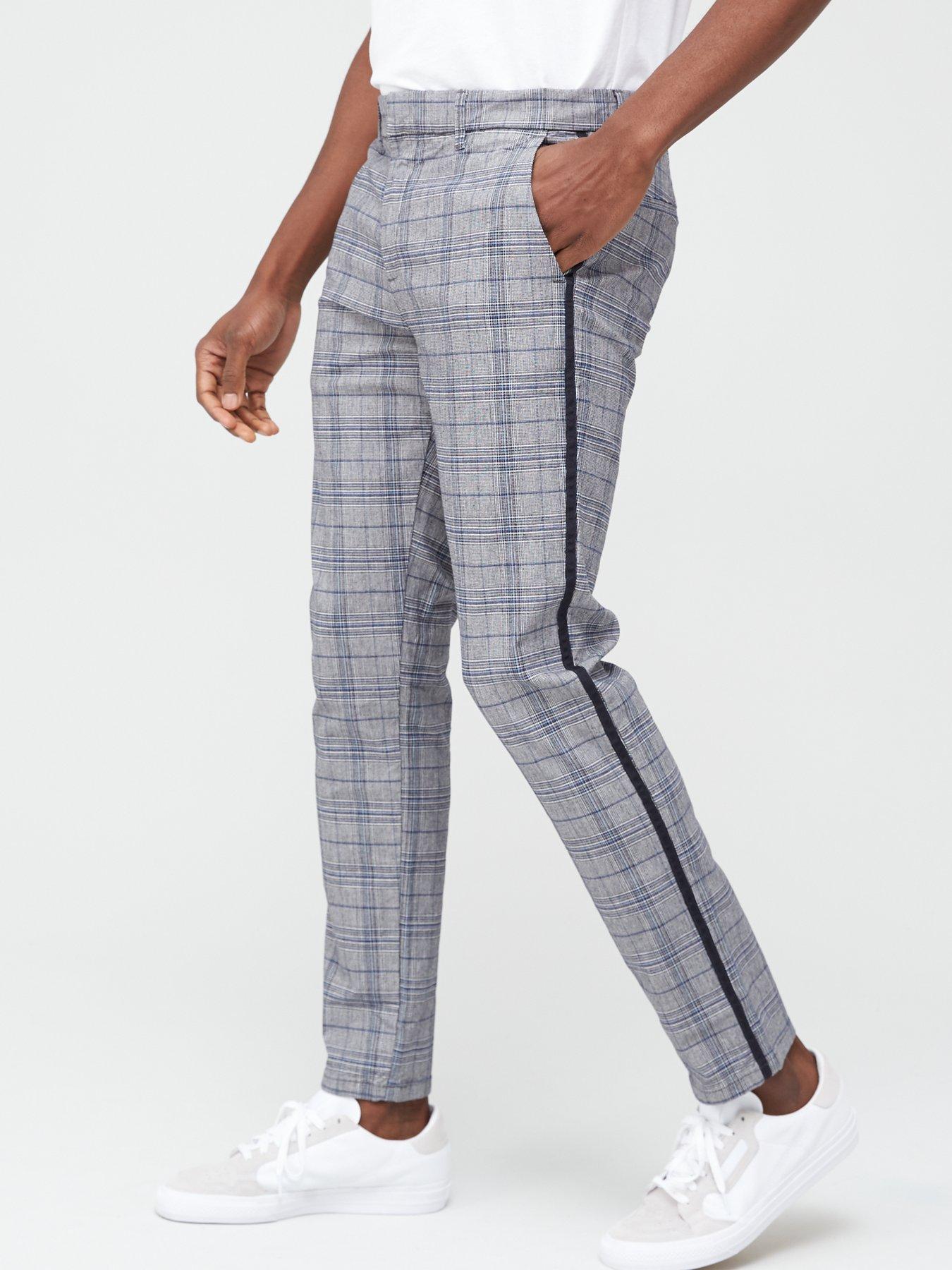river island mens check trousers