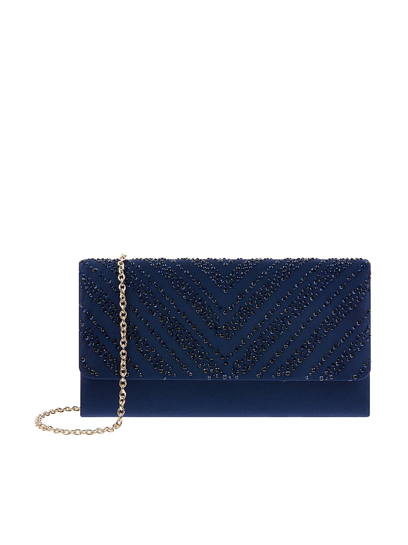 monsoon navy clutch bag