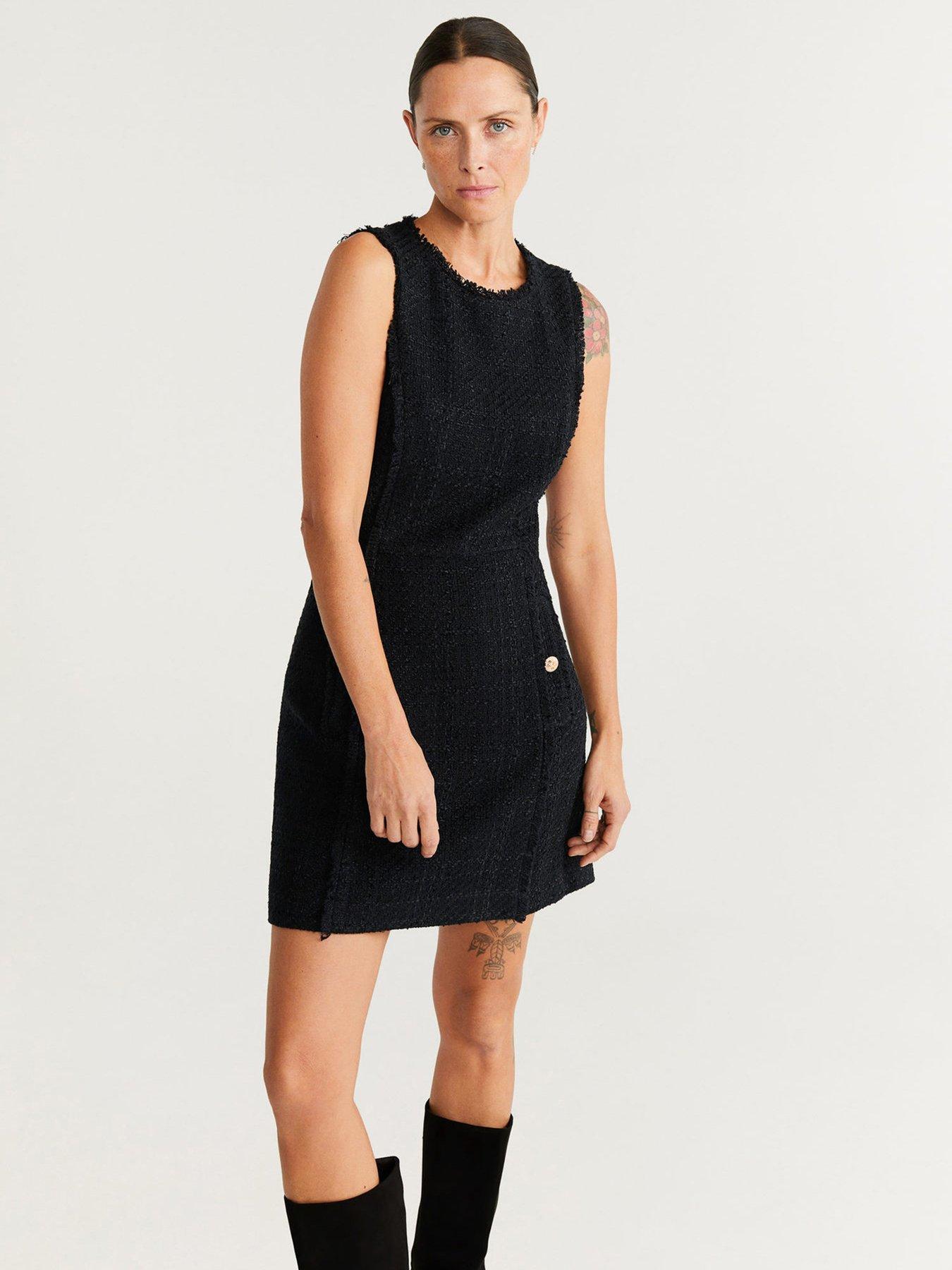 smart black pinafore dress