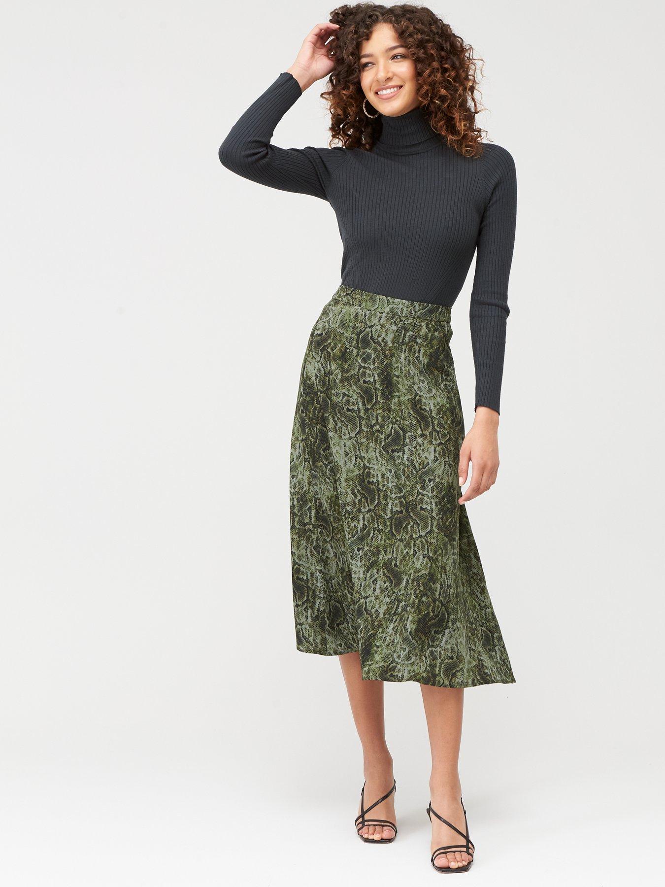 mango snake print midi skirt