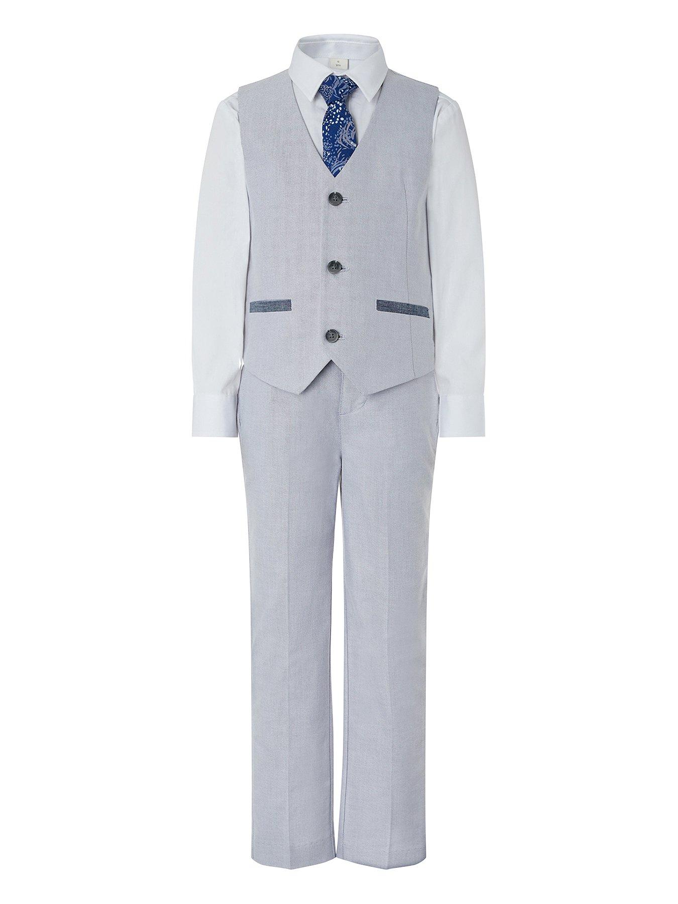 15 years Boys Formal Grey Wedding Suit Included White Shirt /& Grey Tie Age 6 month