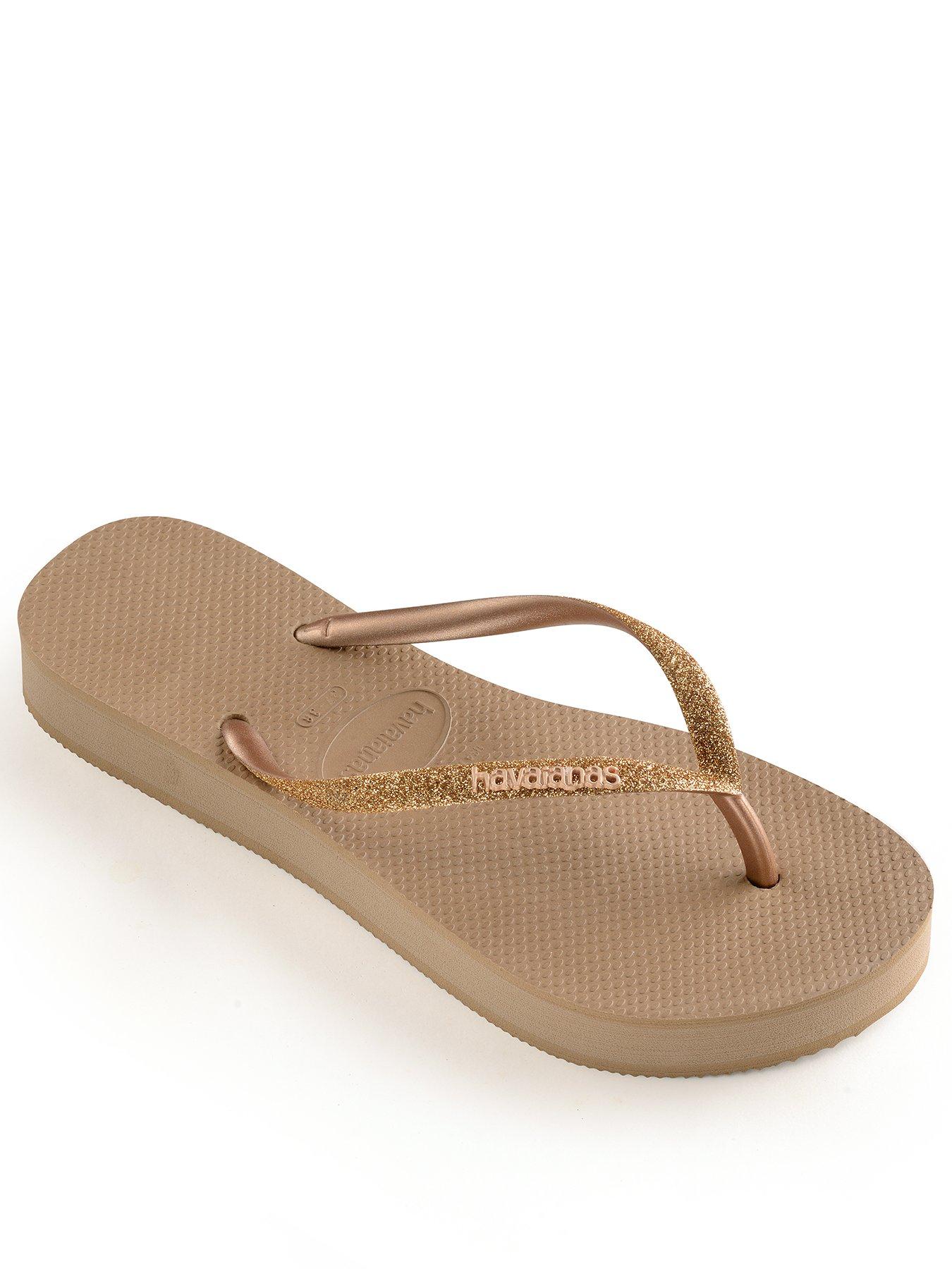 havaianas slim glitter rose gold