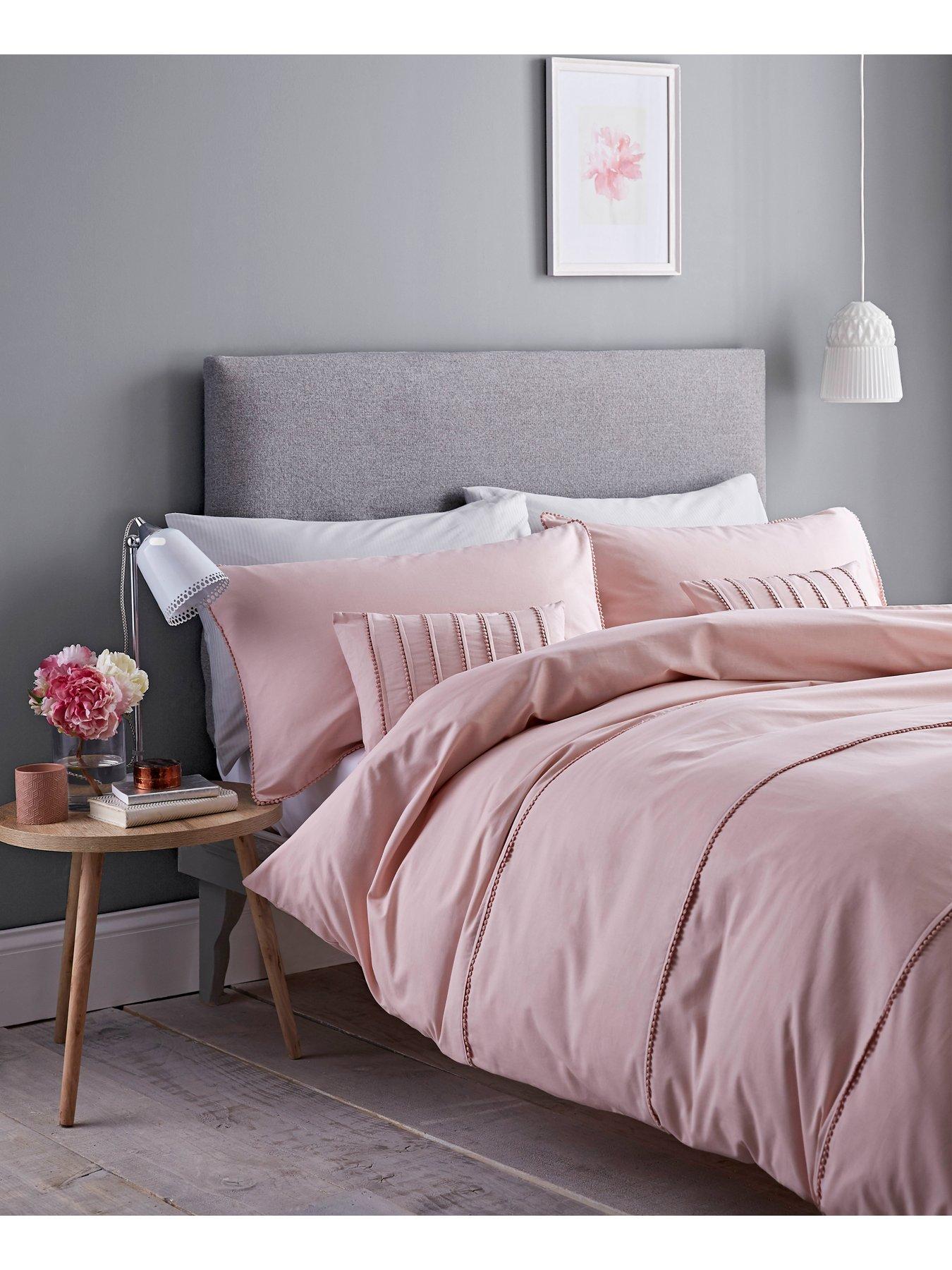 Catherine Lansfield Pom Pom Duvet Cover Set Blush Pink