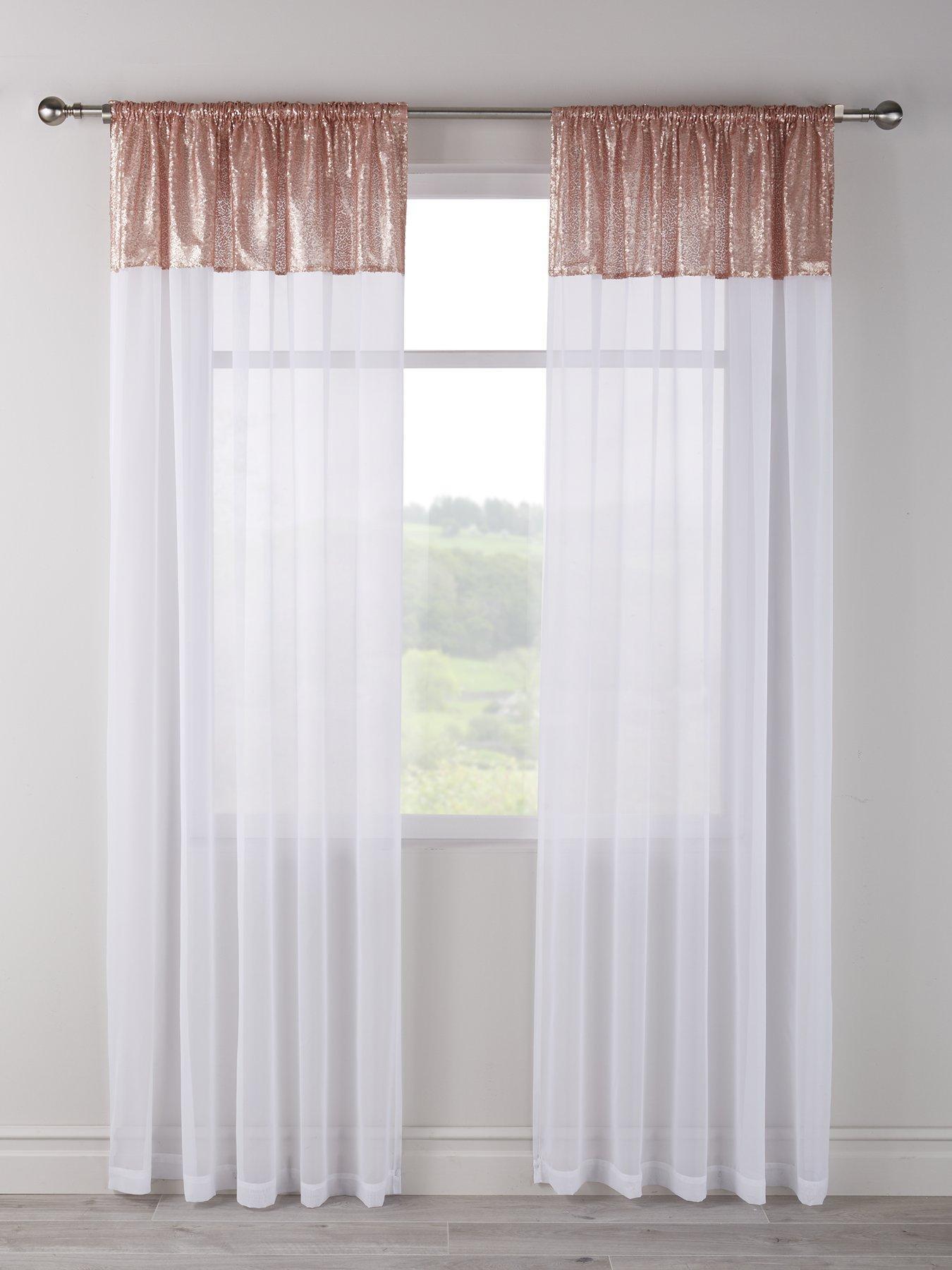 Patterned slot top voile curtains window treatments