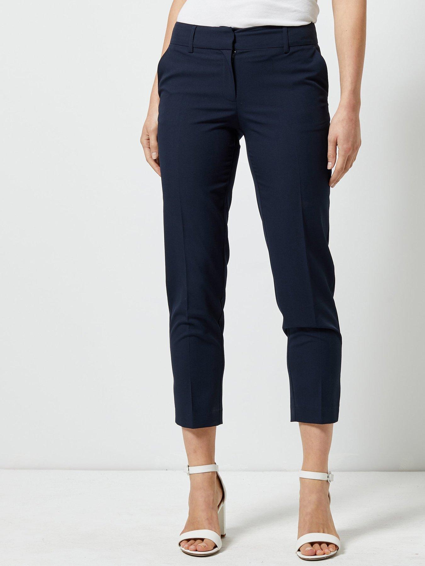 ankle grazer navy trousers