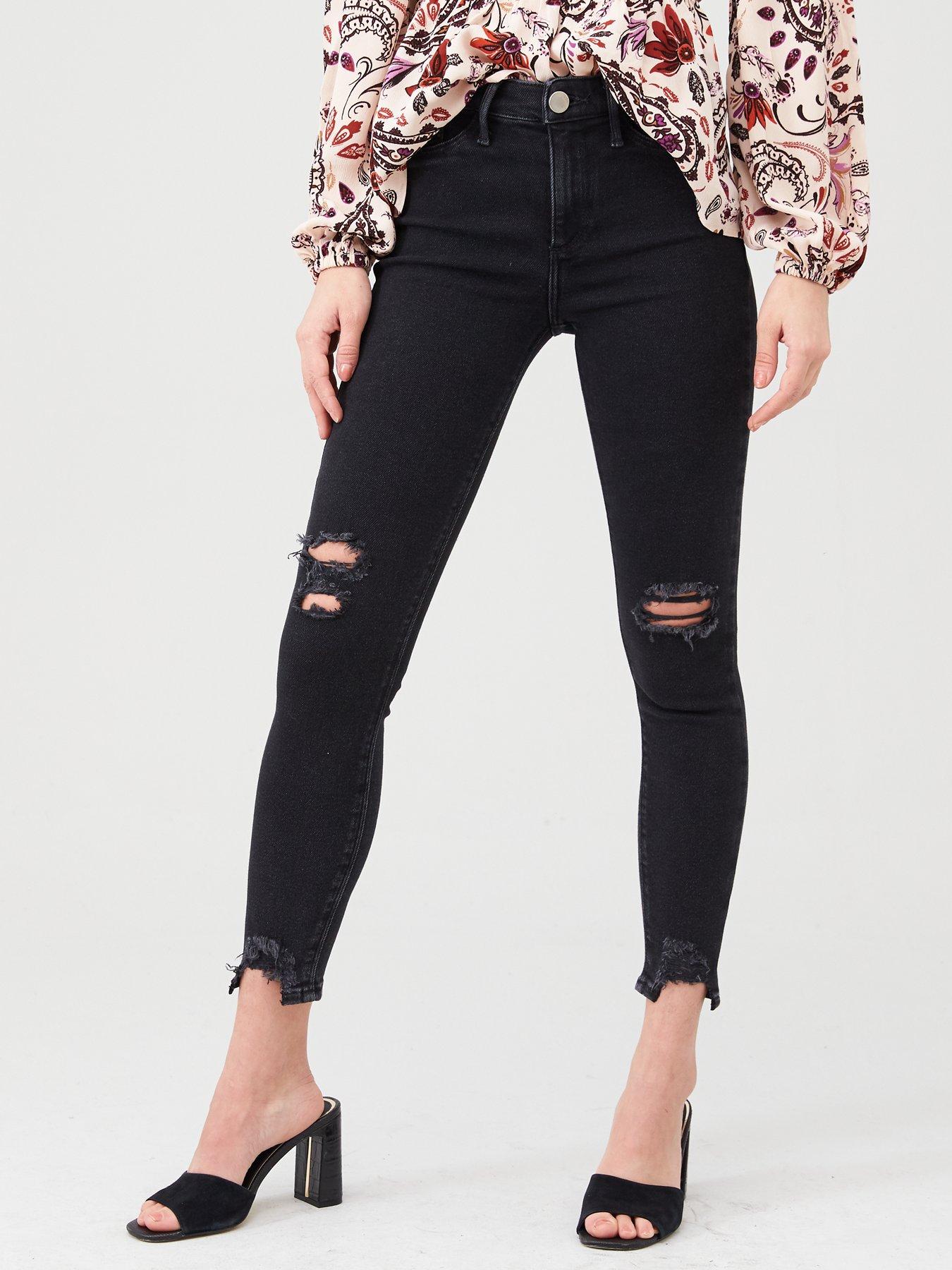black ripped knee jeggings