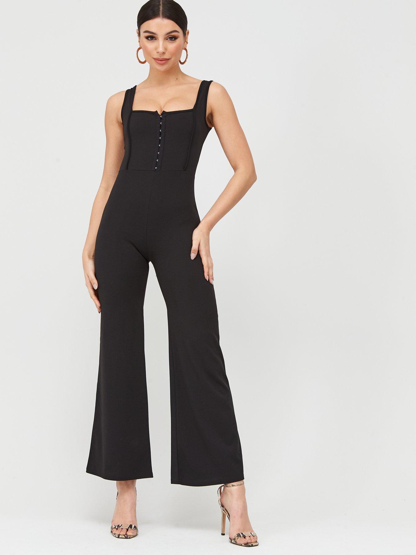 square neck jumpsuit black