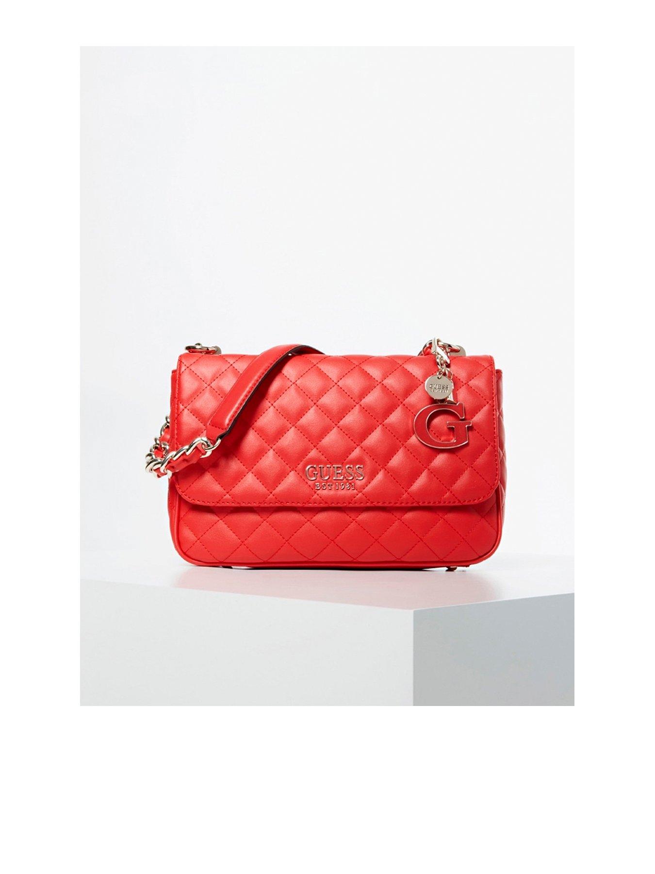 guess red shoulder bag