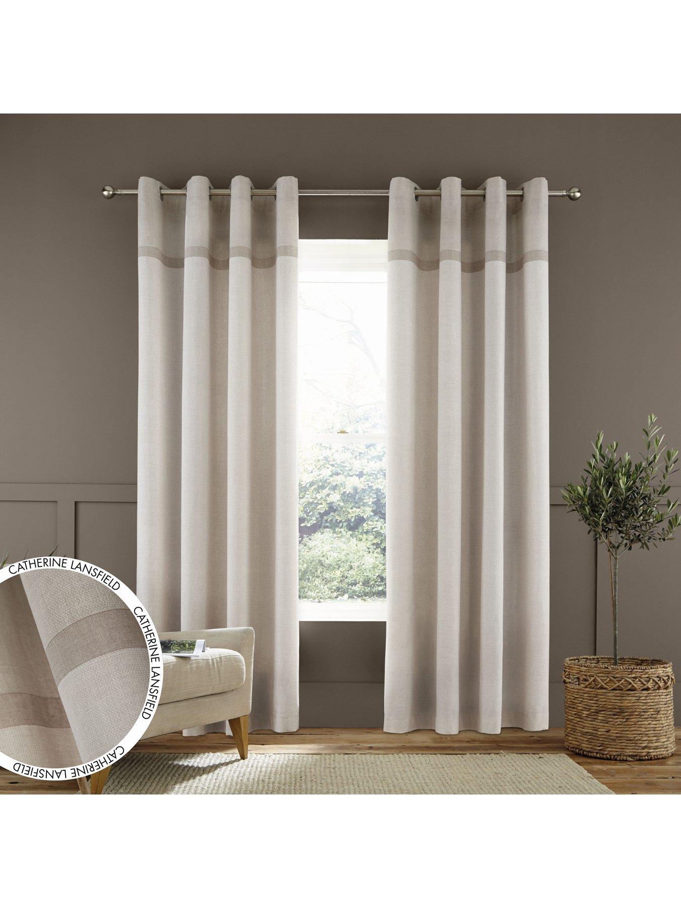 Catherine Lansfield Melville Woven Texture Eyelet Curtains 46x72