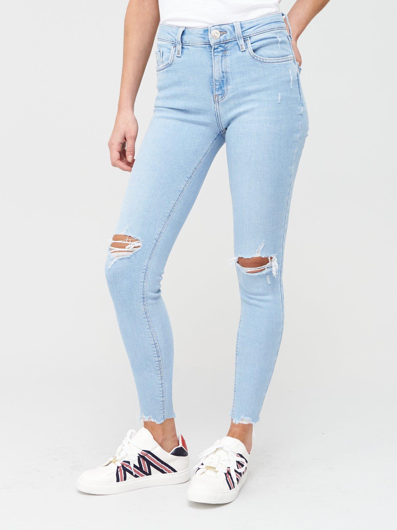 ripped skinny jeans light blue