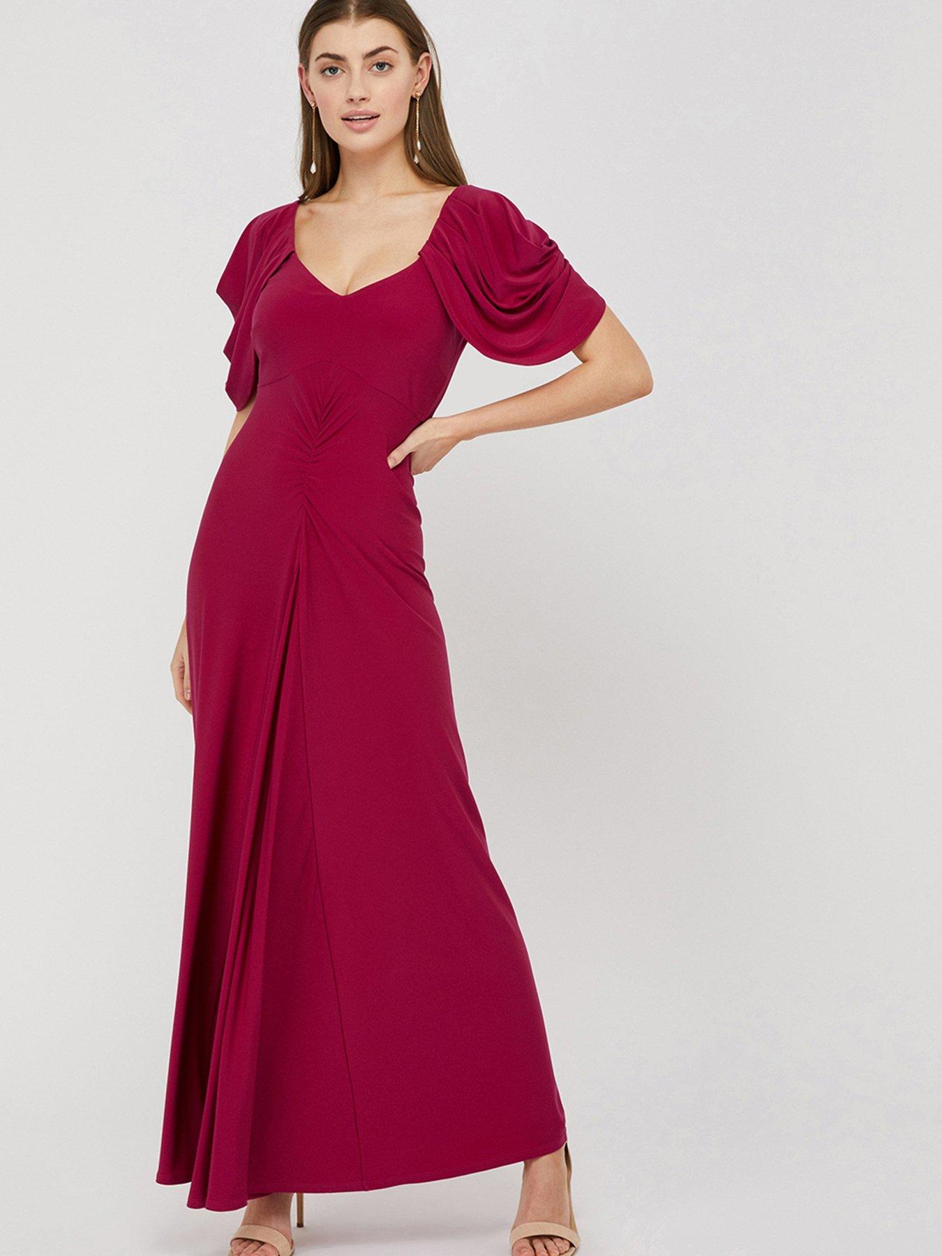 pink ruched maxi dress