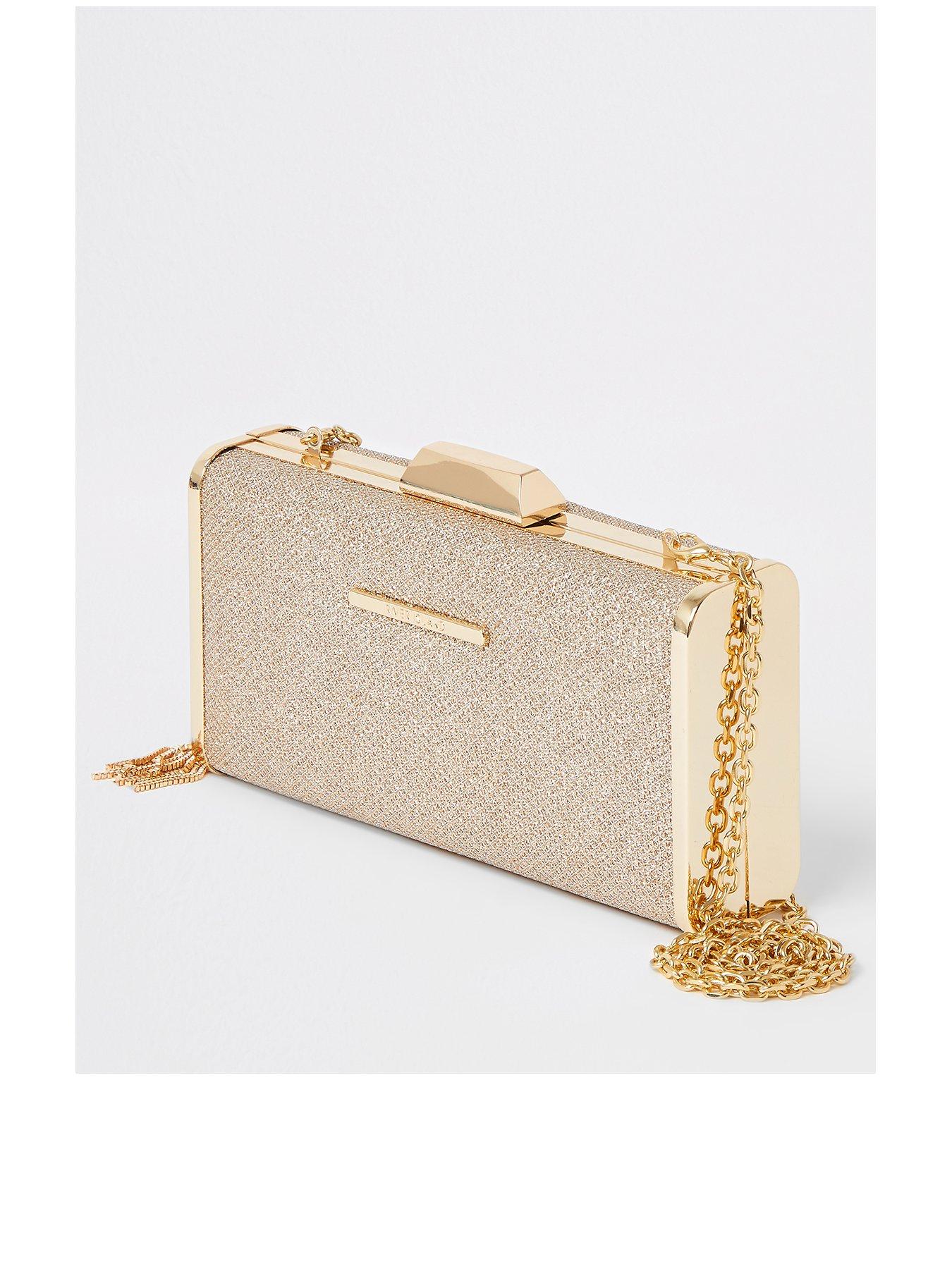 river island rose gold clutch bag