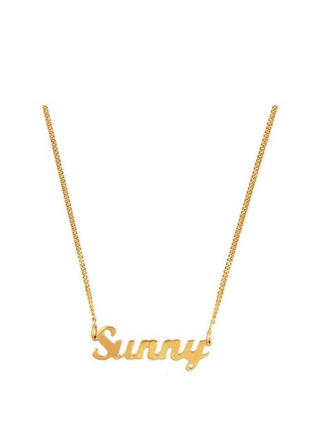 the-love-silver-collection-18ctnbspgold-plated-sterling-silver-personalised-script-name-necklace-on-adjustable-curb-chain