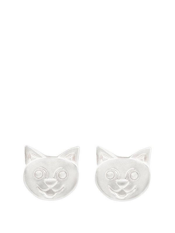1x Piece of Sterling Silver Dainty Cat Face Post Stud Earring