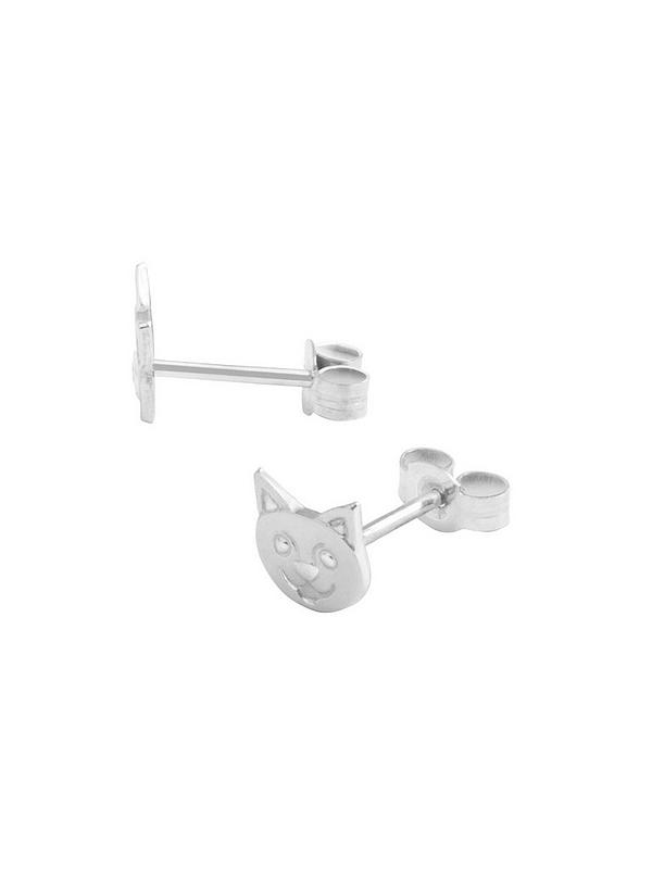 1x Piece of Sterling Silver Dainty Cat Face Post Stud Earring