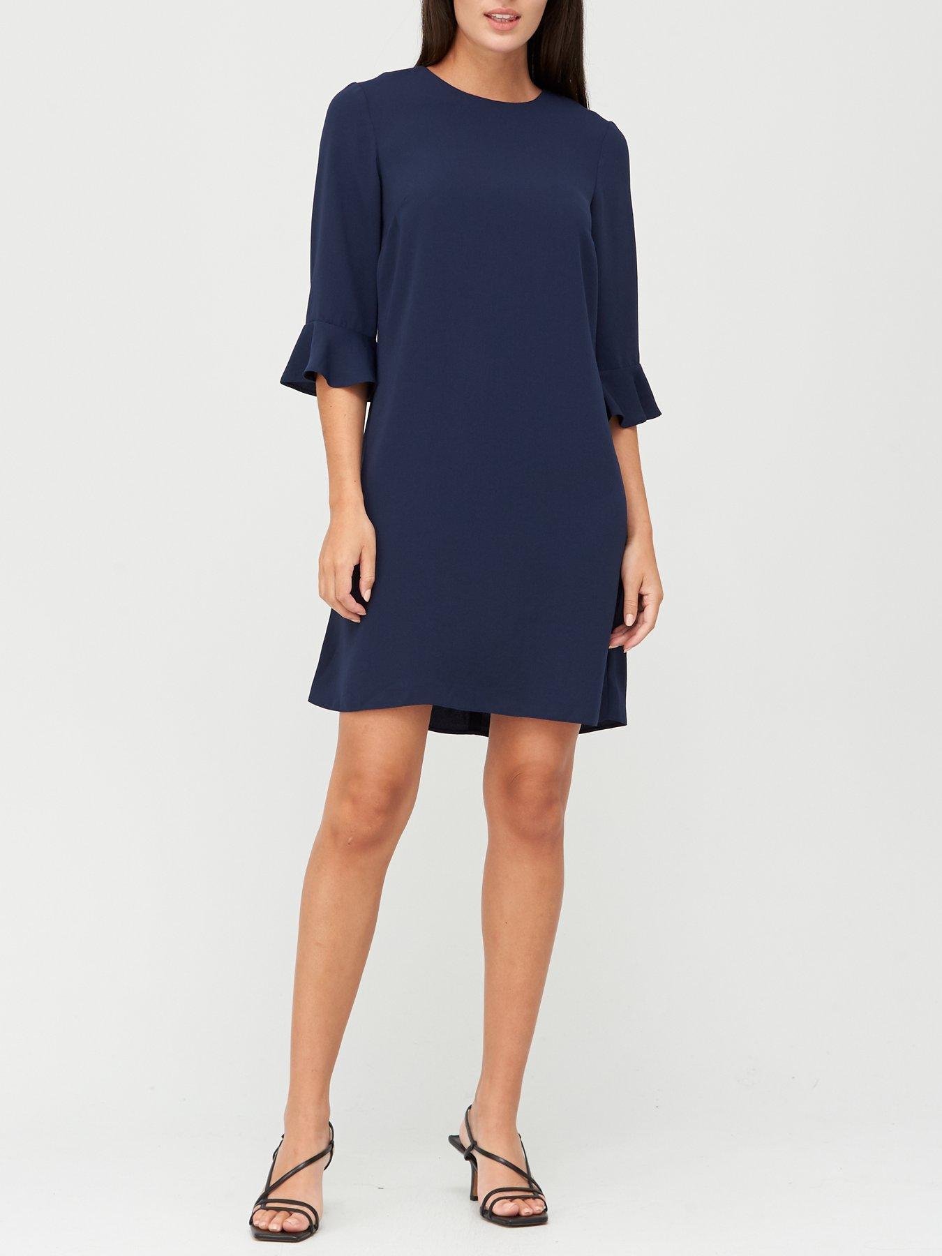 blue shift dress with sleeves