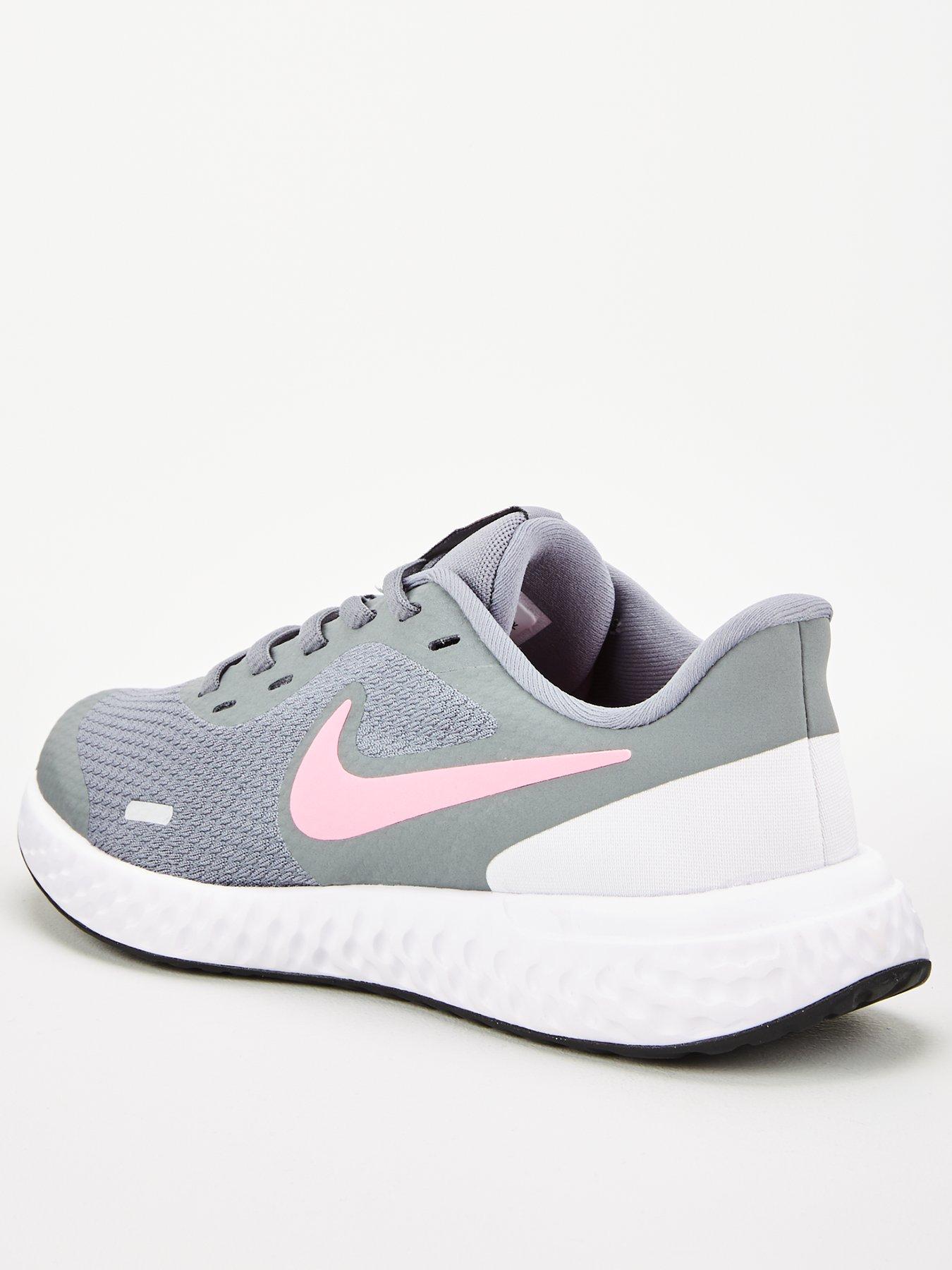 grey nike trainers with pink tick