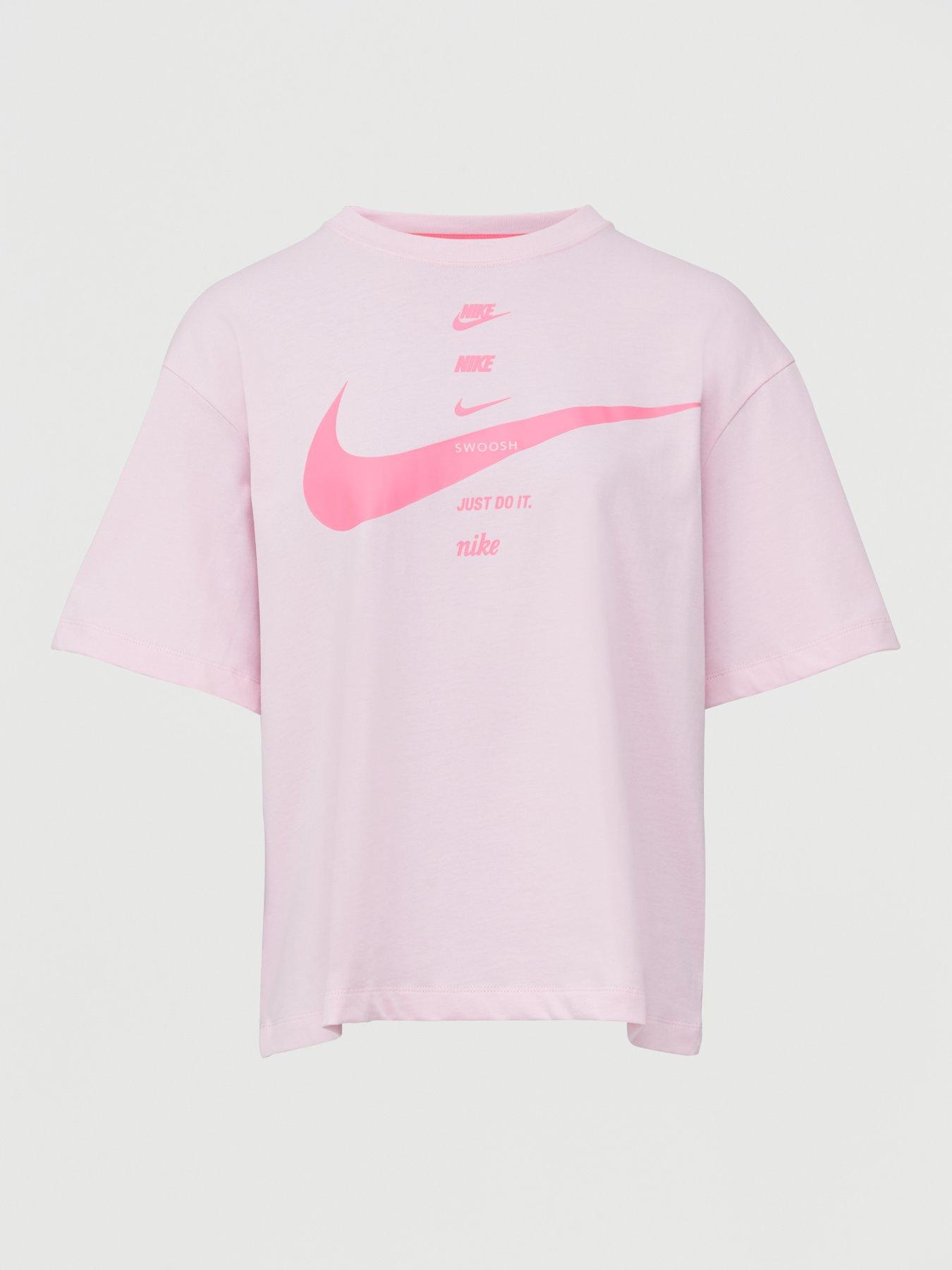 nike swoosh t shirt pink