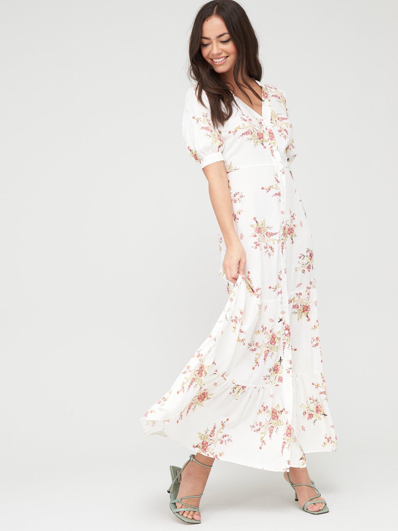 floral button midi dress