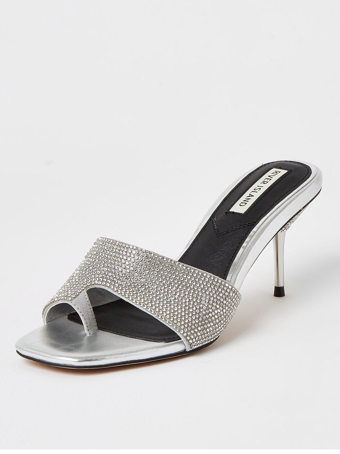 river island silver heels